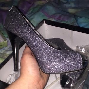 Pewter glitter heels